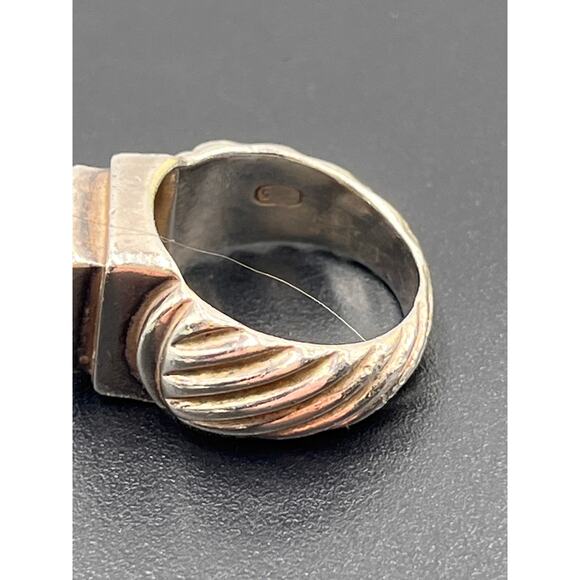 Sterling Silver 925 Square CITRINE Estate Ribbed Domed COCKTAIL RING size 6.5 - Picture 7 of 8